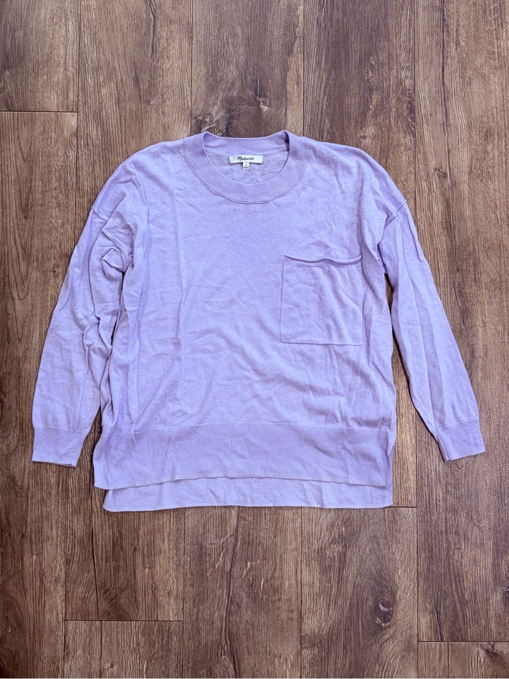 Madewell Light Lavender Crewneck Sweatshirt with Chest Pocket